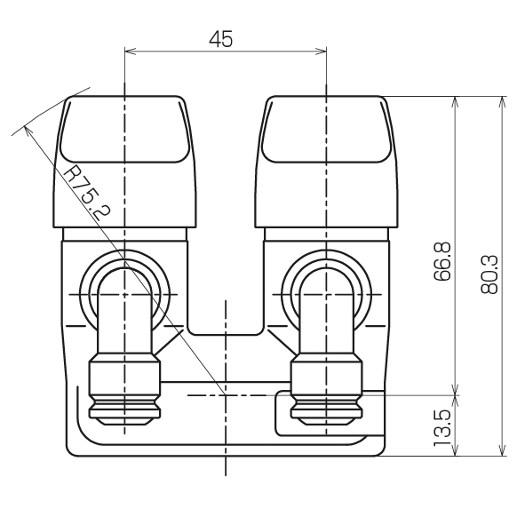 LB二口コンセントON・OFFヒューズガス栓／LPガス用 - （露出