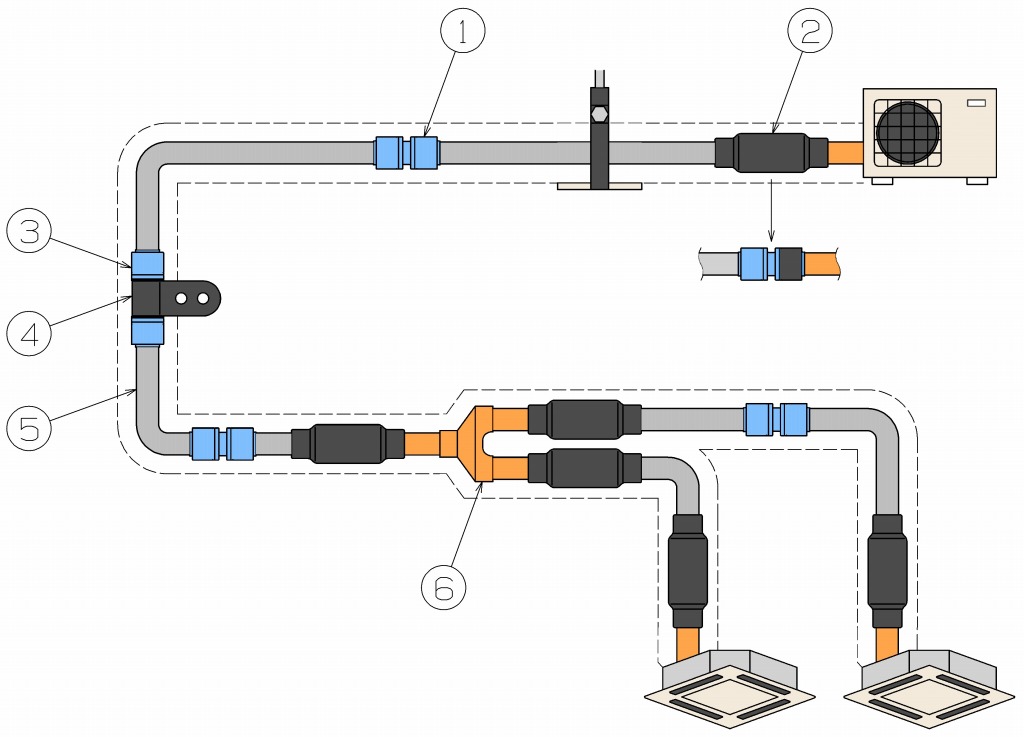 アルミ冷媒配管　接続図