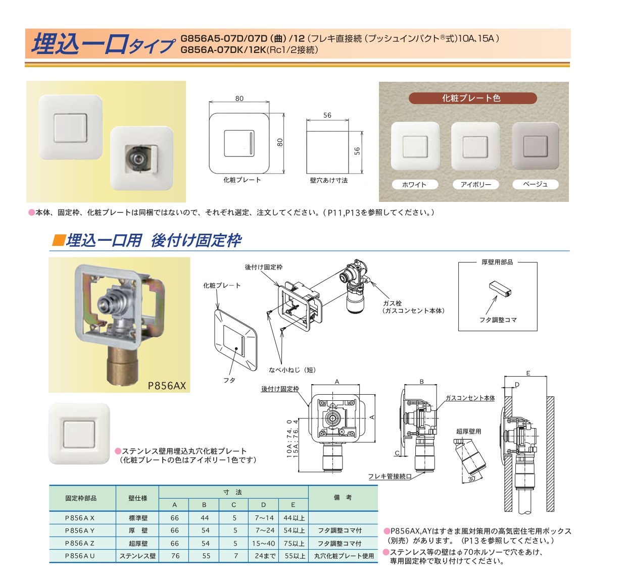 ガスコンセント埋込／都市ガス用 - （ガスコンセント｜埋込一口タイプ